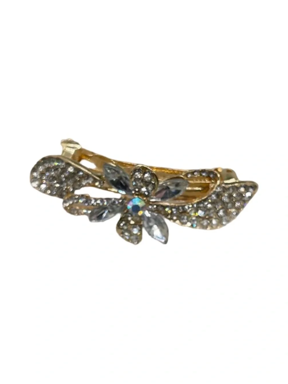 Crystal Flower Gold-Tone Barrette - Multicolor Rhinestones FINAL PRICE DROP